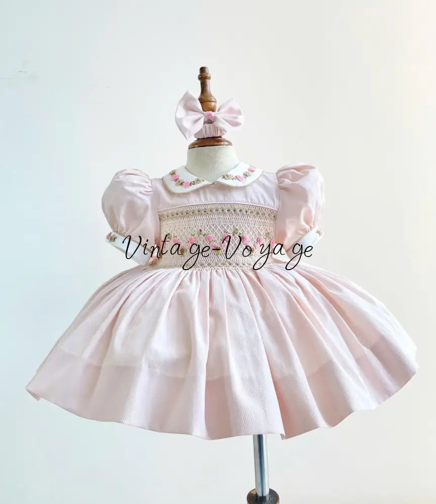 PRE-ORDER&GET NEXT WEEK! NEW! VIOLA PALE PINK HAND SMOCKED DRESS,PANTIES & HAIR ACCESSORIES 3M Baby & Toddler Dresses