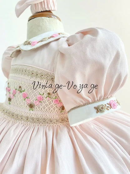 PRE-ORDER&GET NEXT WEEK! NEW! VIOLA PALE PINK HAND SMOCKED DRESS,PANTIES & HAIR ACCESSORIES Baby & Toddler Dresses