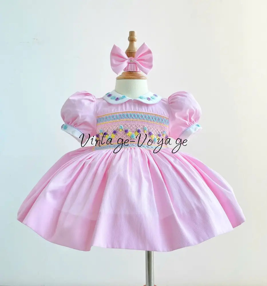PRE-ORDER&GET NEXT WEEK! NEW! VIOLA PINK HAND SMOCKED DRESS,PANTIES & HAIR ACCESSORIES 3M Baby & Toddler Dresses
