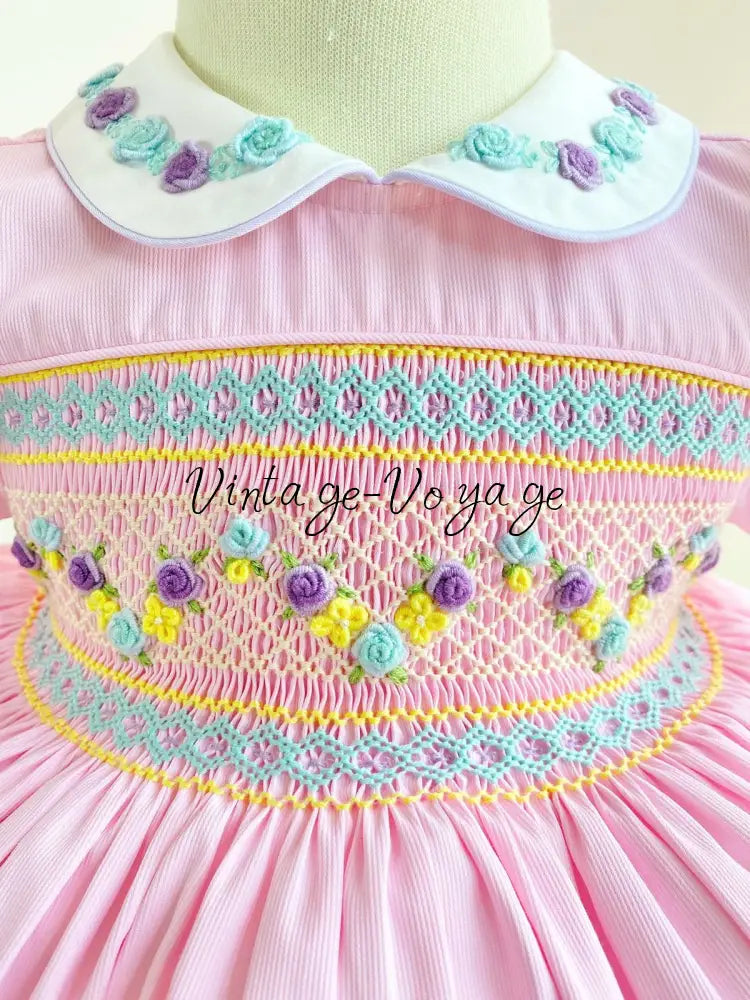 PRE-ORDER&GET NEXT WEEK! NEW! VIOLA PINK HAND SMOCKED DRESS,PANTIES & HAIR ACCESSORIES Baby & Toddler Dresses