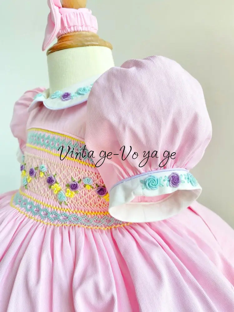 PRE-ORDER&GET NEXT WEEK! NEW! VIOLA PINK HAND SMOCKED DRESS,PANTIES & HAIR ACCESSORIES Baby & Toddler Dresses