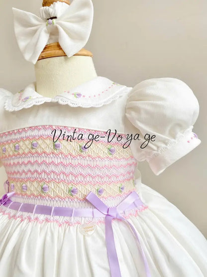 PRE-ORDER & GET NEXT WEEK! NEW! VIVIANA ROSE BISCUIT HAND-SMOCKED DRESS & ACCESSORIES - Baby & Toddler Dresses