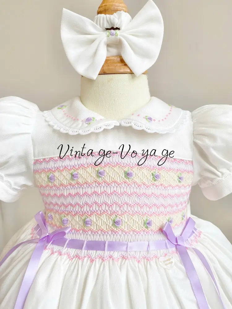 PRE-ORDER & GET NEXT WEEK! NEW! VIVIANA ROSE BISCUIT HAND-SMOCKED DRESS & ACCESSORIES - Baby & Toddler Dresses