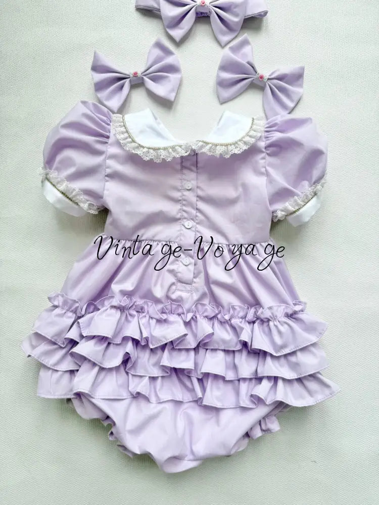 PRE-ORDER & GET NEXT WEEK! OLGA LILAC HAND-SMOCKED ROMPER & HAIR ACCESSORIES🎀 Baby & Toddler Outfits