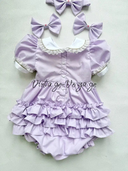 PRE-ORDER & GET NEXT WEEK! OLGA LILAC HAND-SMOCKED ROMPER & HAIR ACCESSORIES🎀 Baby & Toddler Outfits