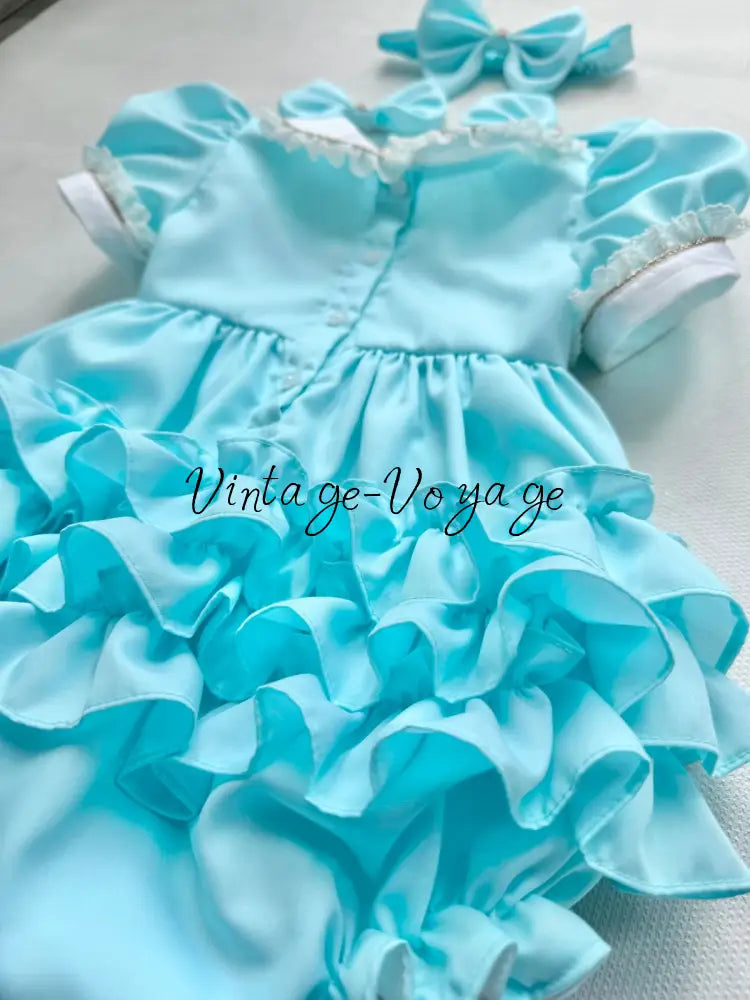 PRE-ORDER & GET NEXT WEEK! OLGA TURQUOISE HAND-SMOCKED ROMPER & HAIR ACCESSORIES🎀 Baby & Toddler Outfits