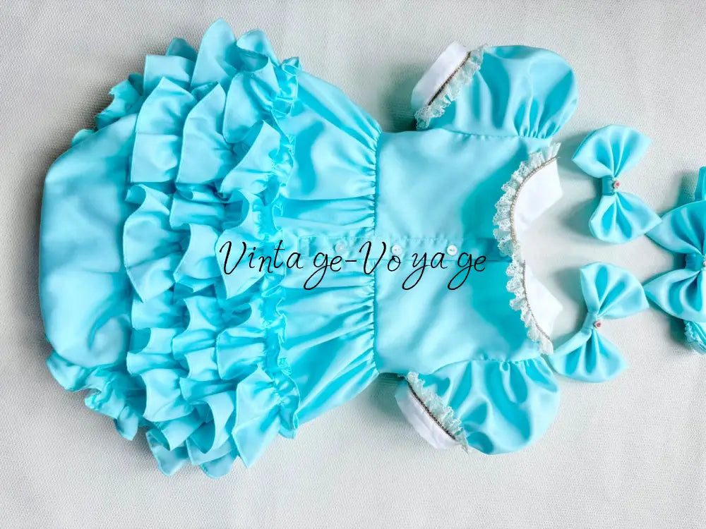 PRE-ORDER & GET NEXT WEEK! OLGA TURQUOISE HAND-SMOCKED ROMPER & HAIR ACCESSORIES🎀 Baby & Toddler Outfits