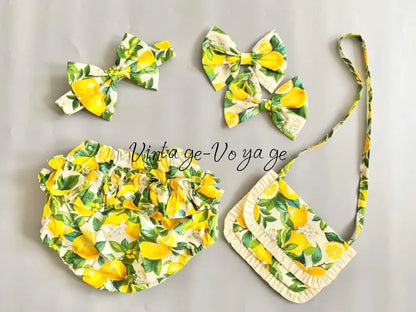 PRE-ORDER&GET NEXT WEEK! OLIVIA LEMON PRINT⚜️HAND-SMOCKED DRESS,🧵🪡KNICKERS BAG & HAIR BOWS🎀 Baby & Toddler Dresses