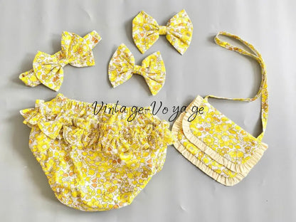 PRE-ORDER&GET NEXT WEEK! OLIVIA YELLOW⚜️HAND-SMOCKED DRESS,🧵🪡KNICKERS BAG & HAIR BOWS🎀 Baby & Toddler Dresses