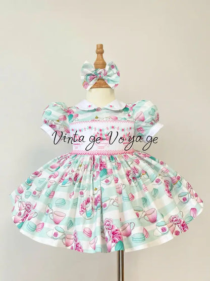 PRE-ORDER & GET NEXT WEEK! PARTY HAND-SMOCKED PEARLS DETAILS DRESS & ACCESSORIES - 6M - Baby & Toddler Dresses