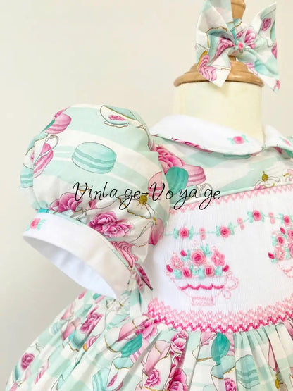 PRE-ORDER & GET NEXT WEEK! PARTY HAND-SMOCKED PEARLS DETAILS DRESS & ACCESSORIES - Baby & Toddler Dresses