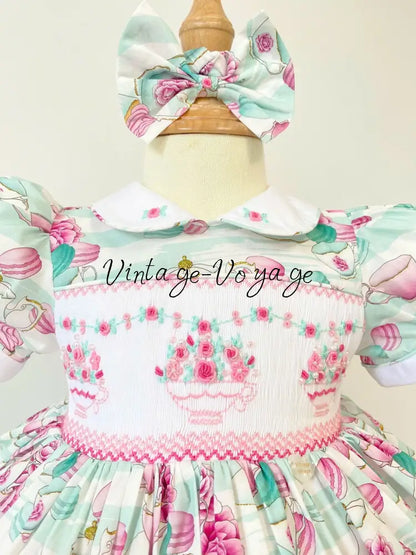 PRE-ORDER & GET NEXT WEEK! PARTY HAND-SMOCKED PEARLS DETAILS DRESS & ACCESSORIES - Baby & Toddler Dresses