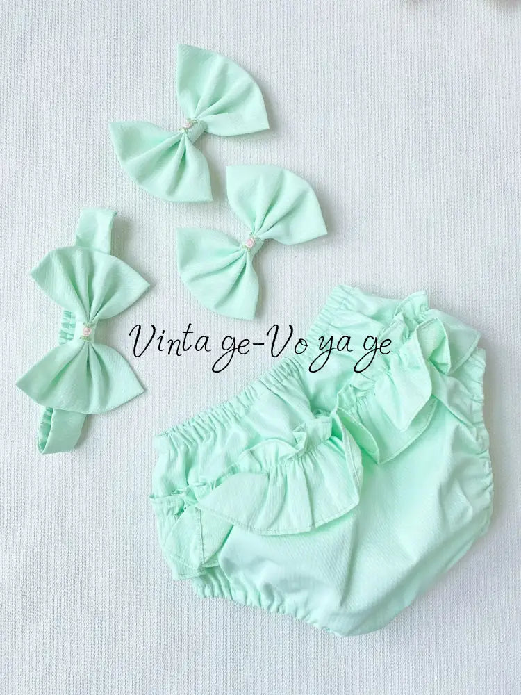 PRE-ORDER & GET NEXT WEEK! VIOLA MINT👼FRONT & BACK HAND SMOCKED🧵🪡DRESS,PANTIES & HAIR ACCESSORIES🎀🩲 - Baby & Toddler