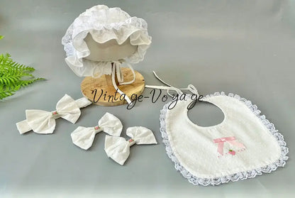 PRE-ORDER❣️NEW👑AURORA🧚🏻‍♀️🧚WHITE & PINK🎂HAND-SMOCKED🧵🪡DRESS BONNET BIB,KNICKERS & HEADBAND SET🎀 Baby & Toddler Dresses