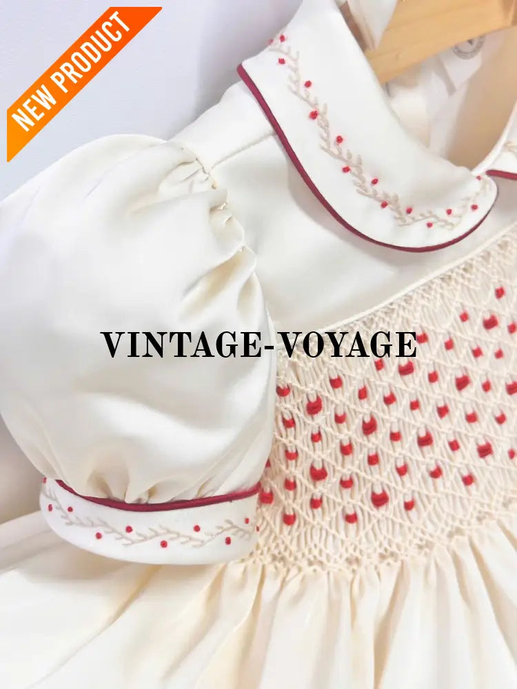 PRE-ORDER!NEW! BELGRAVIA BISCUIT SILK/SATIN HAND-SMOCKED DRESS KNICKERS & BOWS Baby & Toddler Dresses