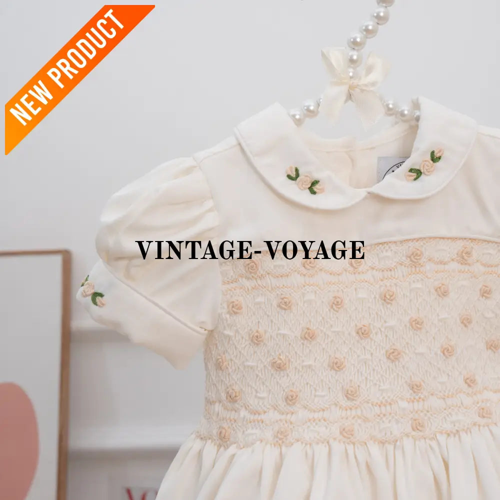 PRE ORDER‼️NEW ELOISE CREAM SILK/SATIN🩶FRONT & BACK🧵🪡👑HAND SMOCKED DRESS PANTIES & HAIR ACCESSORIES🎀 Baby & Toddler