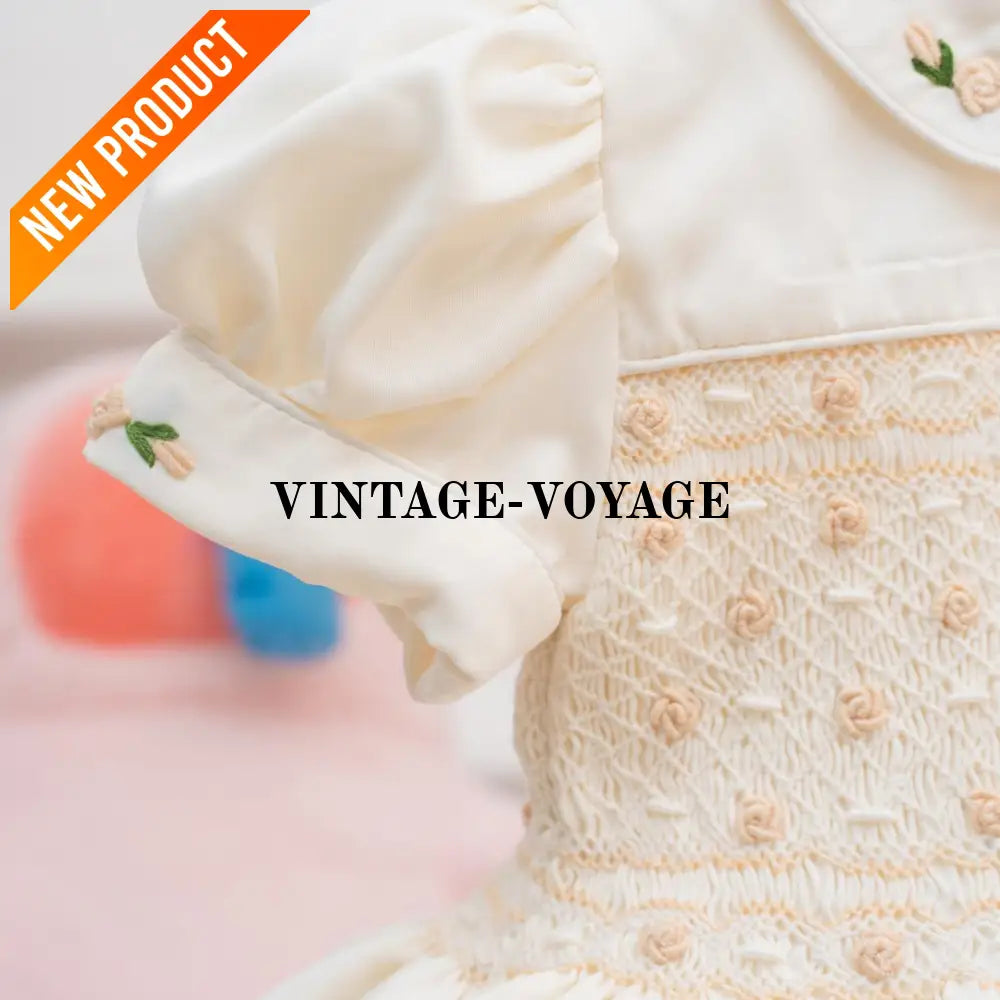 PRE ORDER‼️NEW ELOISE CREAM SILK/SATIN🩶FRONT & BACK🧵🪡👑HAND SMOCKED DRESS PANTIES & HAIR ACCESSORIES🎀 Baby & Toddler