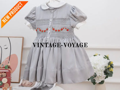 PRE ORDER! NEW HAZEL SILVER SILK/SATIN FRONT & BACK HAND SMOCKED DRESS PANTIES & HAIR ACCESSORIES Baby & Toddler Dresses