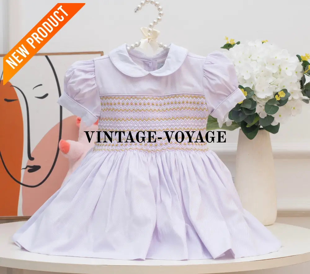 PRE ORDER‼️NEW🤩LILY PASTEL LILAC💜FRONT & BACK HAND SMOCKED🧵🪡DRESS PANTIES & BOWS🎀 6M Baby & Toddler Dresses