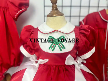 PRE-ORDER! NEW! LUXURY SILK/SATIN RED HOLLY DRESS & BOWS OR HEADBAND Baby & Toddler Dresses