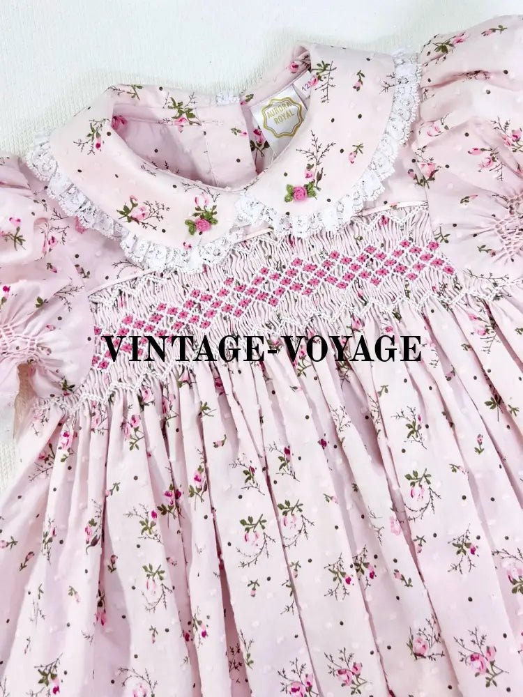 PRE-ORDER🤩NEW💖MIA Pink Floral🌷Swiss Dots Hand-Smocked 🧵🪡Pyjamas & Hair Accessories🎀🎀 pyjama set