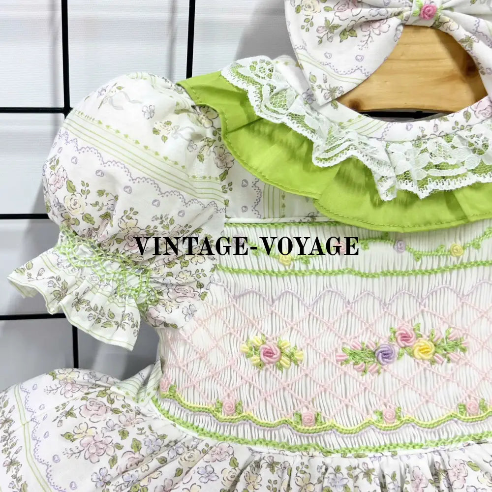 PRE-ORDER! NEW MONA SPANISH STYLE HAND-SMOCKED DRESS & BOWS OR HEADBAND Baby & Toddler Dresses