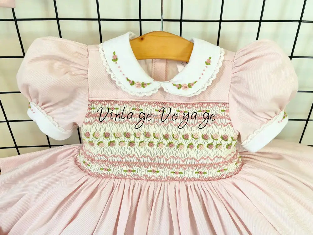 PRE-ORDER🤩NEW! PALOMA BABY PINK FRONT & BACK HAND-SMOCKED🧵🪡DRESS,PANTIES & BOWS🎀 Baby & Toddler Dresses