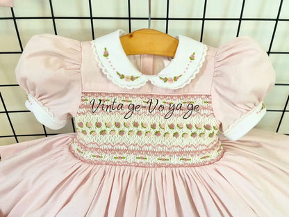 PRE-ORDER🤩NEW! PALOMA BABY PINK FRONT & BACK HAND-SMOCKED🧵🪡DRESS,PANTIES & BOWS🎀 Baby & Toddler Dresses