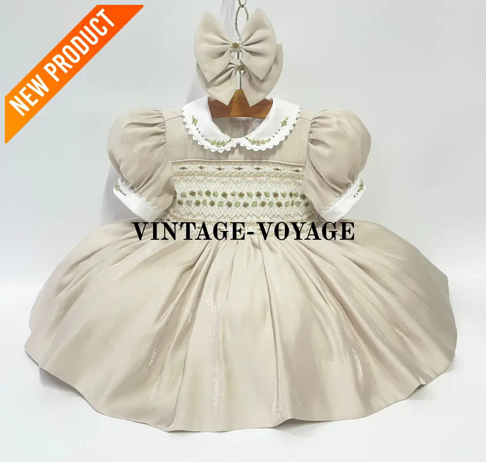 PRE ORDER! NEW! PALOMA CREAM FRONT & BACK HAND SMOCKED DRESS & BOWS 6M Baby & Toddler Dresses
