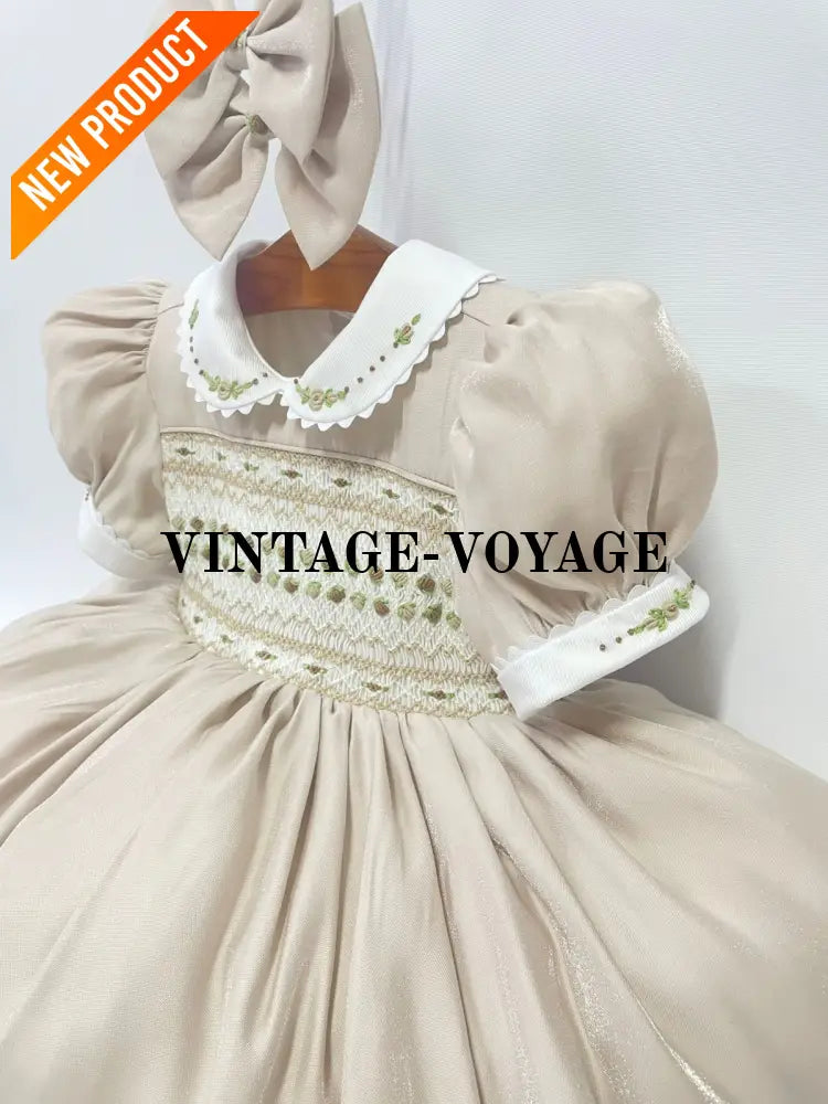 PRE ORDER! NEW! PALOMA CREAM FRONT & BACK HAND SMOCKED DRESS & BOWS Baby & Toddler Dresses
