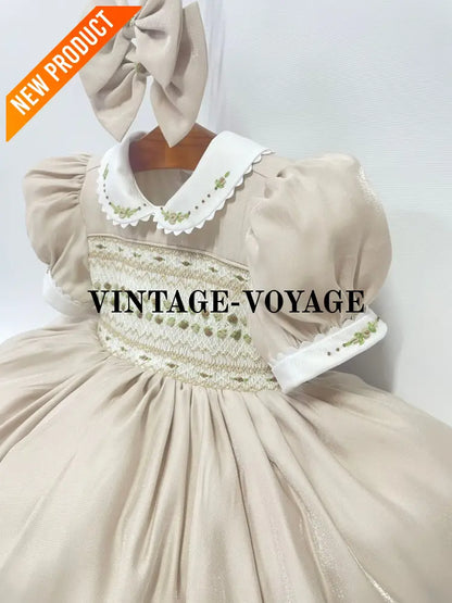 PRE ORDER! NEW! PALOMA CREAM FRONT & BACK HAND SMOCKED DRESS & BOWS Baby & Toddler Dresses