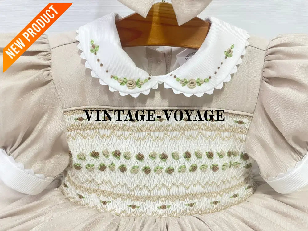 PRE ORDER! NEW! PALOMA CREAM FRONT & BACK HAND SMOCKED DRESS & BOWS Baby & Toddler Dresses