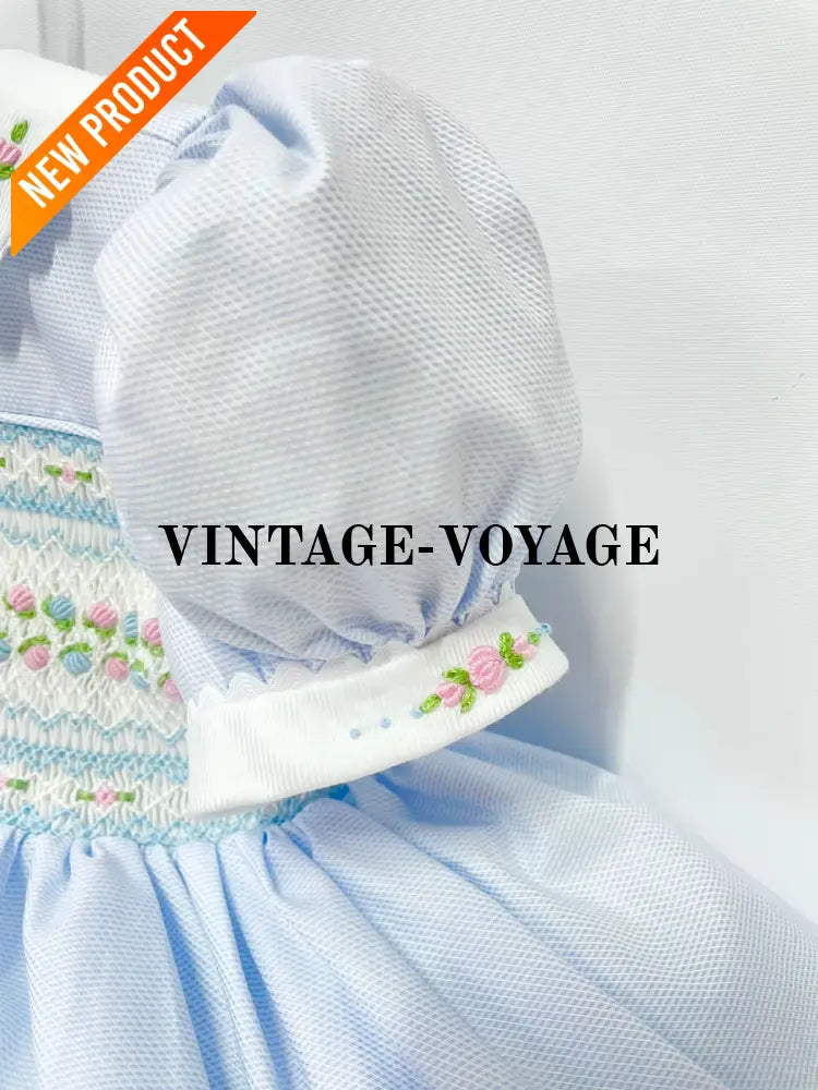 PRE ORDER! NEW! PALOMA PASTEL BLUE FRONT & BACK HAND SMOCKED DRESS & BOWS Baby & Toddler Dresses