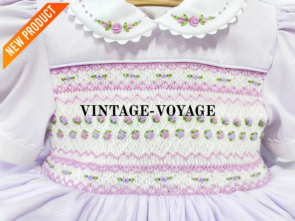 PRE ORDER! NEW! PALOMA PASTEL LILAC FRONT & BACK HAND SMOCKED DRESS & BOWS Baby & Toddler Dresses