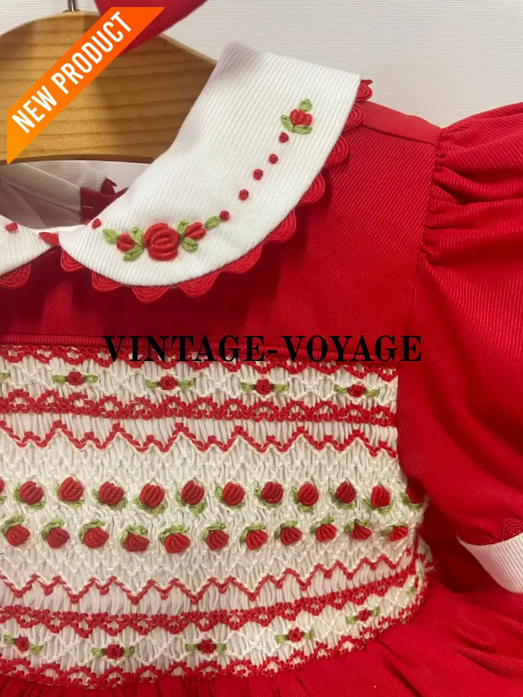 PRE ORDER! NEW! PALOMA RED FRONT & BACK HAND SMOCKED DRESS & BOWS Baby & Toddler Dresses