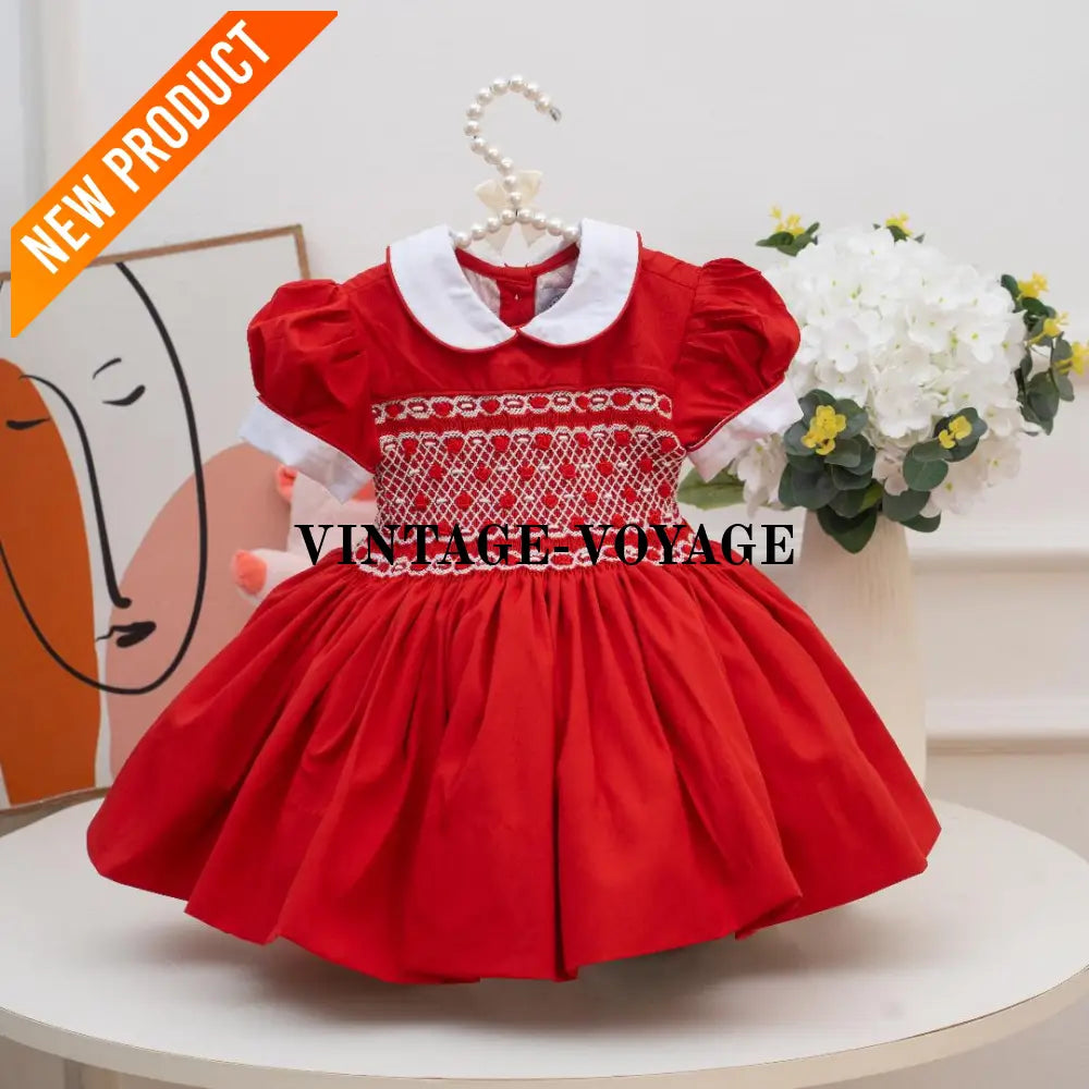 PRE ORDER‼️NEW🤩SCARLETT🎄🤶FRONT & BACK HAND SMOCKED🧵🪡DRESS PANTIES & BOWS🎀 3M Baby & Toddler Dresses