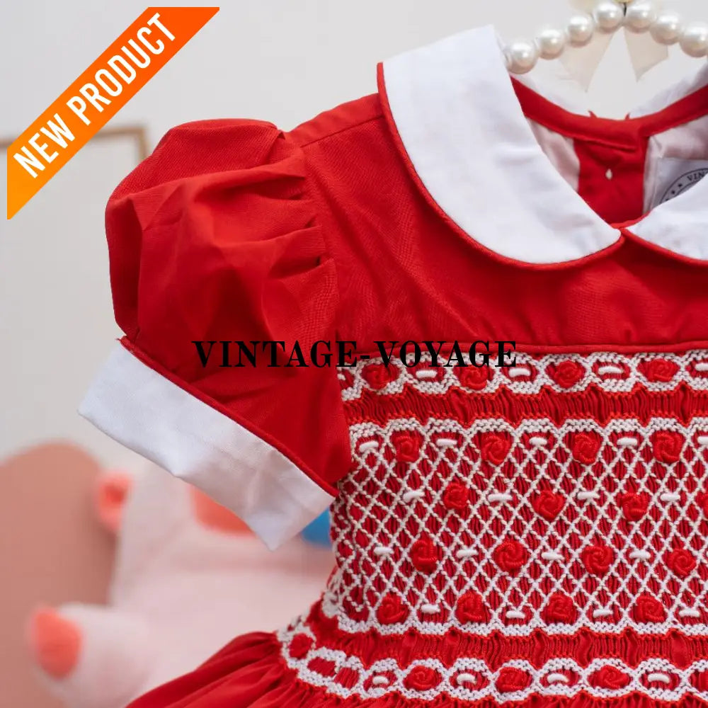 PRE ORDER‼️NEW🤩SCARLETT🎄🤶FRONT & BACK HAND SMOCKED🧵🪡DRESS PANTIES & BOWS🎀 Baby & Toddler Dresses