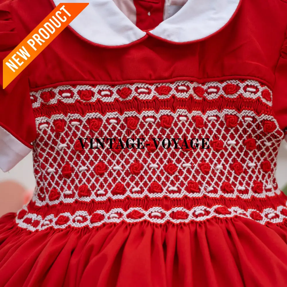 PRE ORDER‼️NEW🤩SCARLETT🎄🤶FRONT & BACK HAND SMOCKED🧵🪡DRESS PANTIES & BOWS🎀 Baby & Toddler Dresses