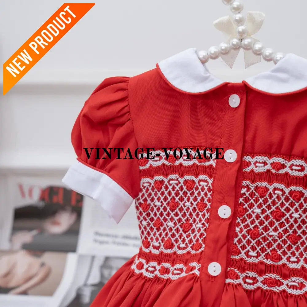 PRE ORDER‼️NEW🤩SCARLETT🎄🤶FRONT & BACK HAND SMOCKED🧵🪡DRESS PANTIES & BOWS🎀 Baby & Toddler Dresses