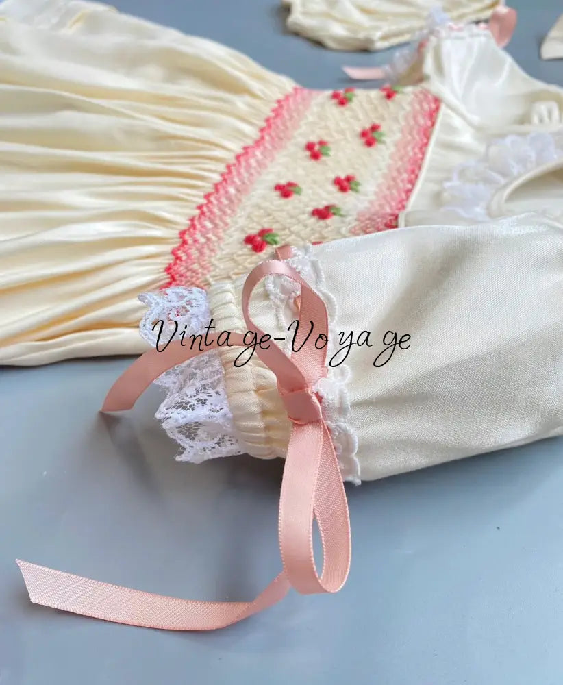 PRE-ORDER! NEW! TERESA BISCUIT HAND-SMOCKED CEREMONY/DAY GOWN BONNET BIB & HEADBAND SET Baby & Toddler Outfits