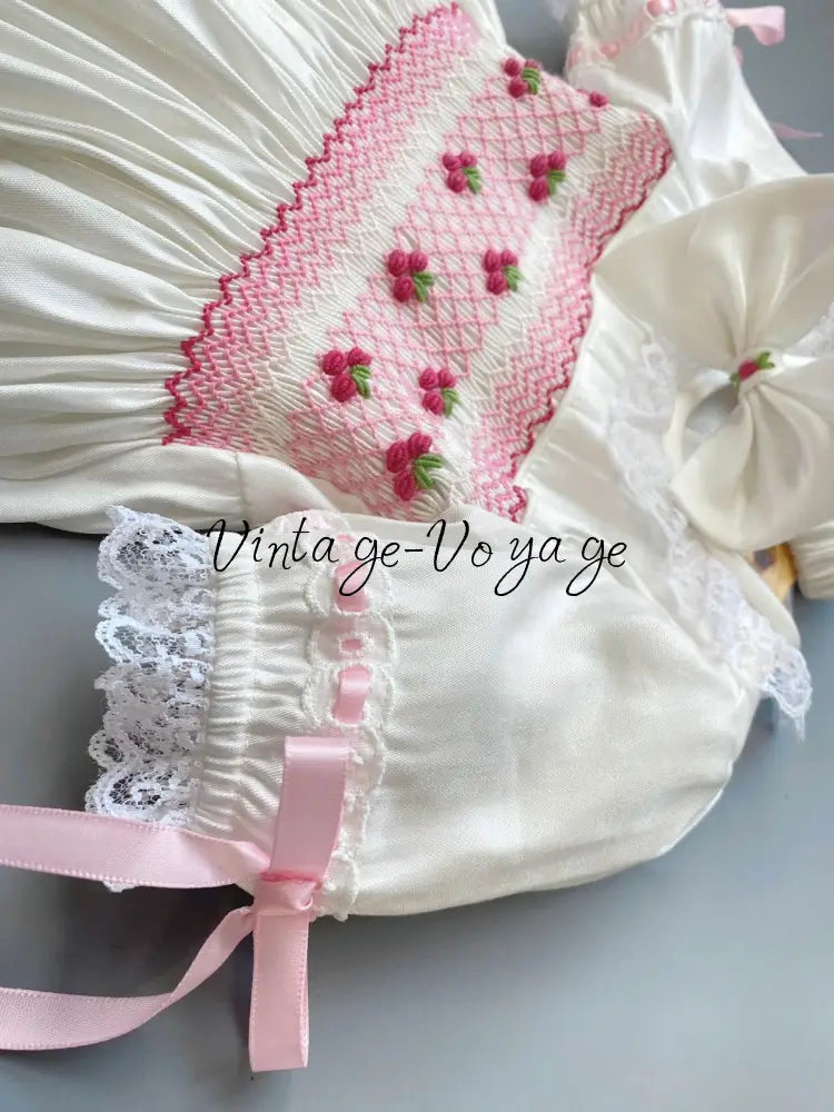 PRE-ORDER! NEW! TERESA BISCUIT HAND-SMOCKED CEREMONY/DAY GOWN BONNET BIB & HEADBAND SET Baby & Toddler Outfits