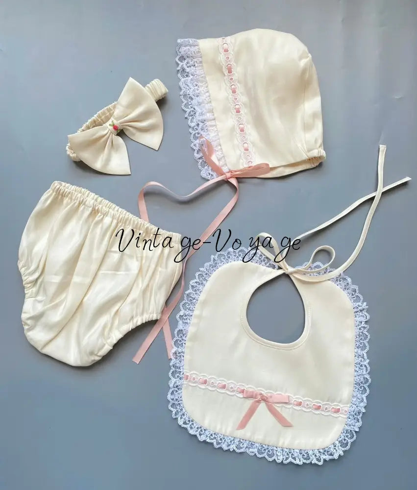 PRE-ORDER! NEW! TERESA BISCUIT HAND-SMOCKED CEREMONY/DAY GOWN BONNET BIB & HEADBAND SET Baby & Toddler Outfits