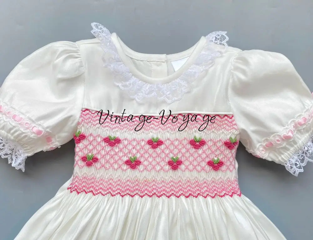 PRE-ORDER❣️NEW👑TERESA🧚🏻‍♀️🧚WHITE🍦HAND-SMOCKED🧵🪡CEREMONY/DAY GOWN BONNET BIB,KNICKERS & HEADBAND SET🎀 Baby & Toddler