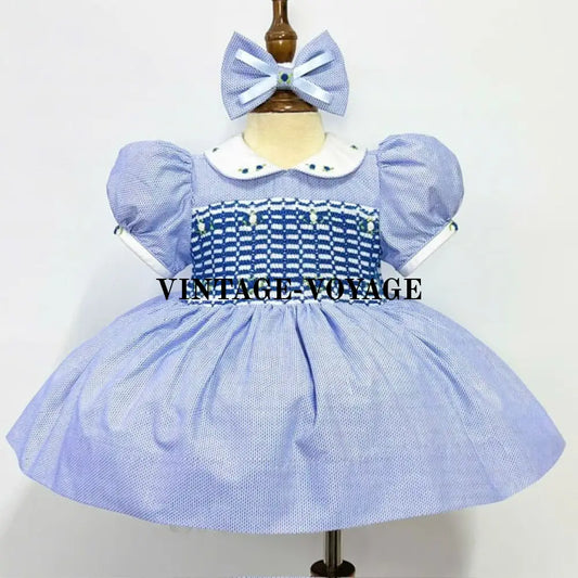 Pre-Order Now & Get It Next Week🤩Anais Blue 💖Front Back Hand-Smocked 🧵🪡Dress