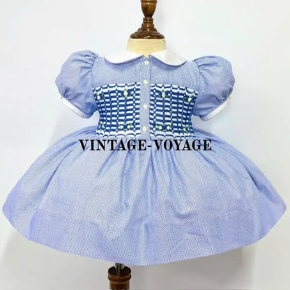 Pre-Order Now & Get It Next Week🤩Anais Blue 💖Front Back Hand-Smocked 🧵🪡Dress