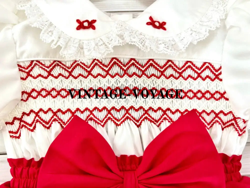 Pre-Order Now & Get It Next Week! 🎅 Lisa Red Baby Girls Hand-Smocked Skirt Set Hair