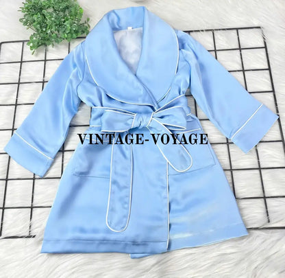 Pre-Order Now & Get It Next Week! 🤩🕊️Marlow Blue Silk/Satin 🪽Dressing Gown Pyjamas Se Pyjama Set