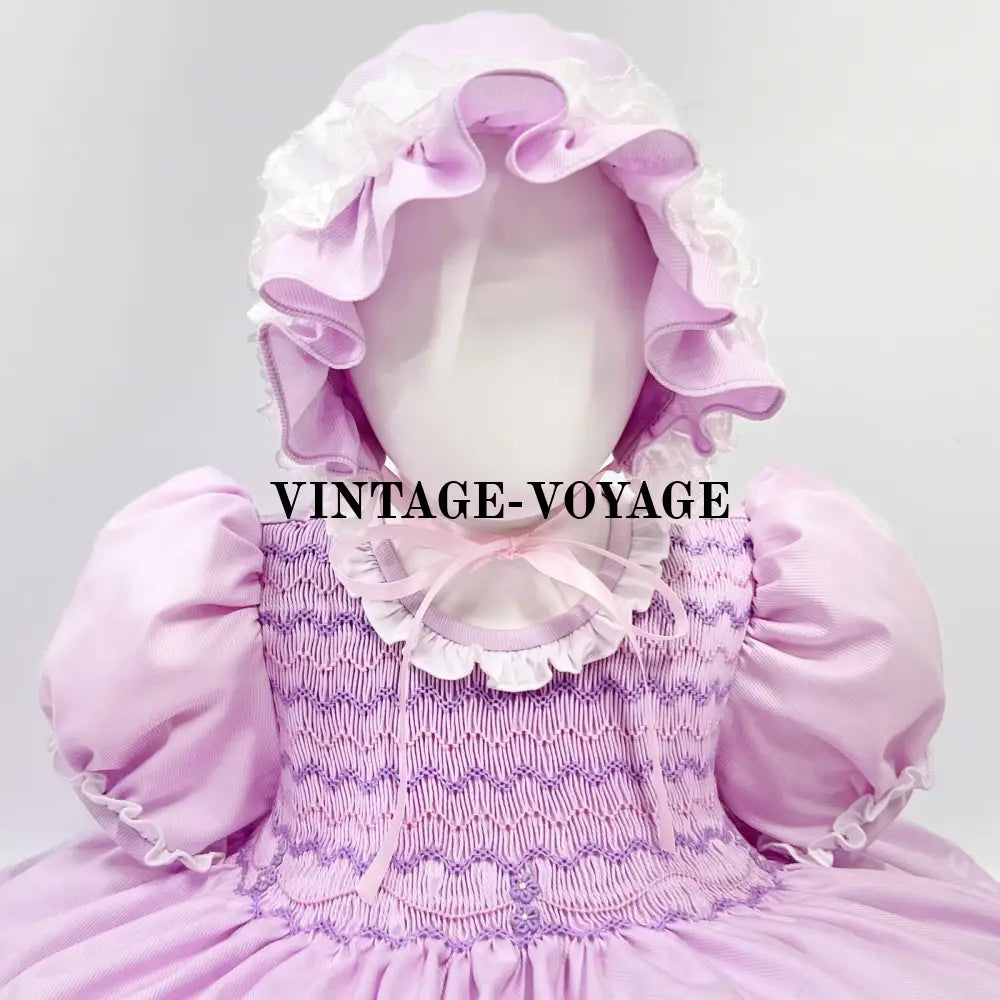 Pre-Order Now & Get It Next Week! Nancy Lilac Hand-Smocked Dress Panties Bonnet Hair Accessories