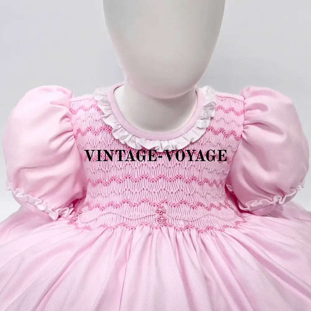 Pre-Order Now & Get It Next Week! Nancy Pink Hand-Smocked Dress Panties Bonnet Hair