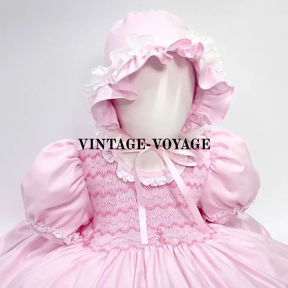 Pre-Order Now & Get It Next Week! Nancy Pink Hand-Smocked Dress Panties Bonnet Hair